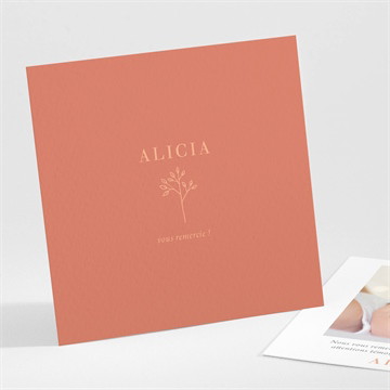 Remerciement naissance brin d'or dorure