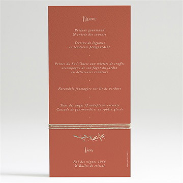 Menu mariage terre de feu - Dos du menu