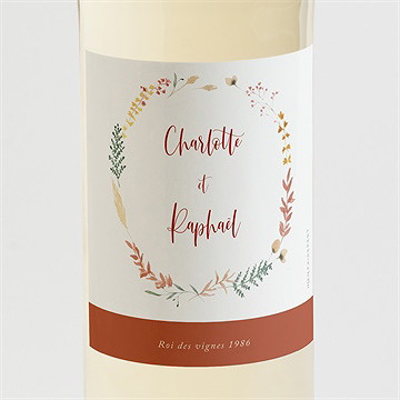 Etiquette de bouteille mariage terre de feu