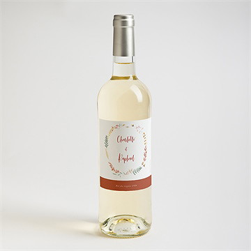 Etiquette de bouteille mariage terre de feu - Mise en situation