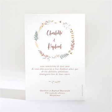 Remerciement mariage terre de feu - Dos de la carte