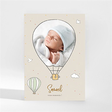 Remerciement naissance jolie montgolfière