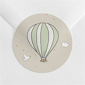Sticker naissance jolie montgolfière