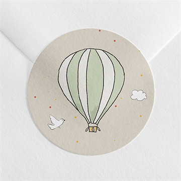 Sticker naissance jolie montgolfière