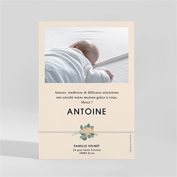 Remerciement naissance tendre love bracelet - Dos du remerciement