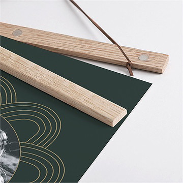 Affiche naissance sur son couffin d'aquarelle - Détail des supports en bois