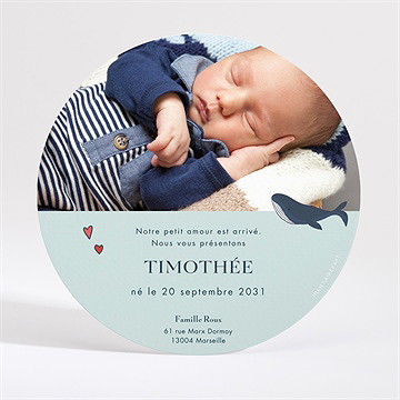Faire-part naissance mon petit baleineau - Dos du faire-part