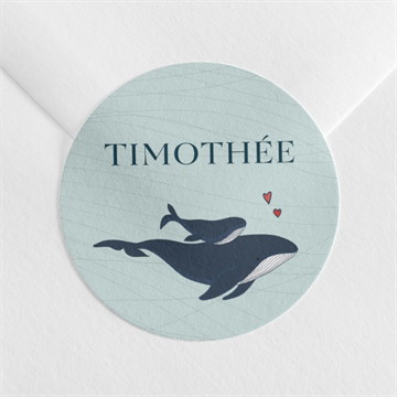 Sticker naissance mon petit baleineau carré plié