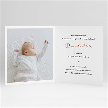 Faire-part de baptême lovely vintage - Intérieur du faire-part