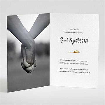 Faire-part mariage art champêtre bracelet - Intérieur du faire-part