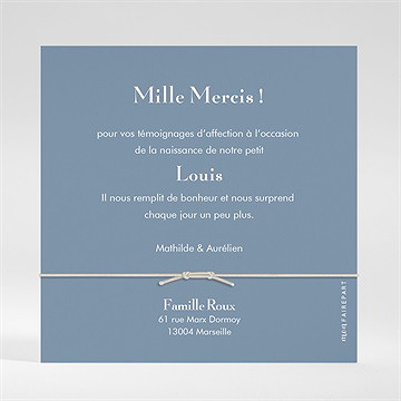 Remerciement naissance moderne et tendance bracelet - Dos du remerciement