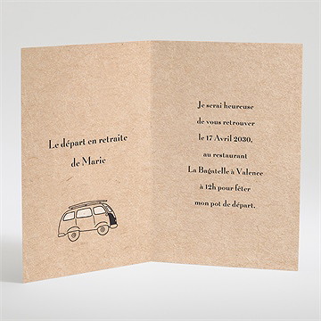 Carte invitation départ à la retraite en route - Intérieur du faire-part