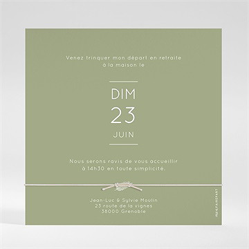 Carte invitation départ à la retraite bracelet souvenir - Dos de l'invitation