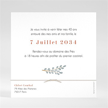 Invitation anniversaire petit cadeau anniversaire - Dos de l'invitation
