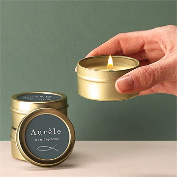 Bougie baptême ichthus - Bougie allumée