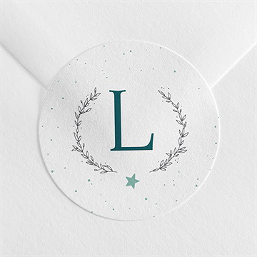 Sticker baptême initiale argentée