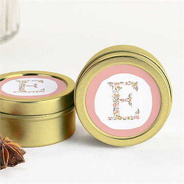 Bougie baptême initiales à motifs or