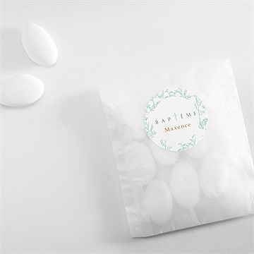 Sticker baptême gravure en rond - Mise en situation