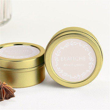 Bougie baptême initiales d'or