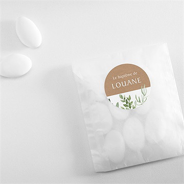 Sticker baptême kraft végétal - Mise en situation