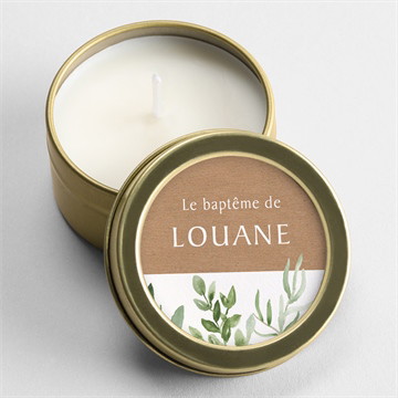 Bougie baptême kraft végétal ensemencée