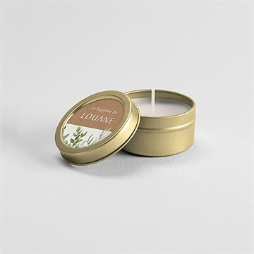 Bougie baptême kraft végétal or - Mise en situation