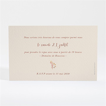 Carton d'invitation mariage élégance champêtre - Dos du carton