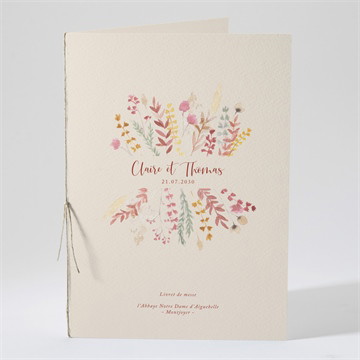 Livret de messe mariage élégance champêtre photomaton