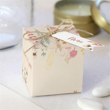 Boîte de dragées mariage élégance champêtre photomaton