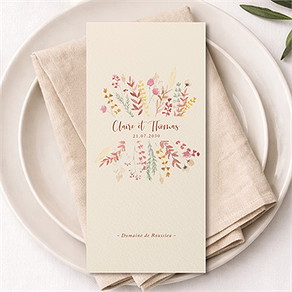 Menu mariage élégance champêtre