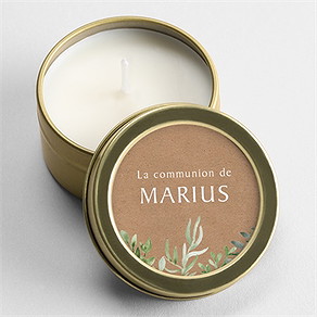 Bougie communion illustration végétale