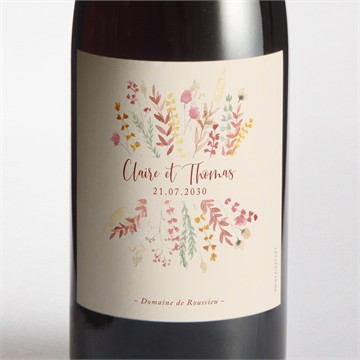 Etiquette de bouteille mariage élégance champêtre