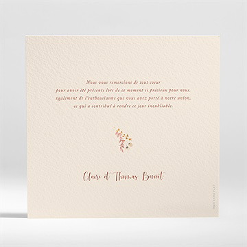 Remerciement mariage élégance champêtre - Dos de la carte