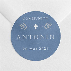 Sticker communion bleu myosotis