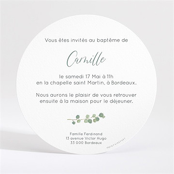 Faire-part de baptême grâce - Dos du faire-part