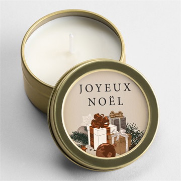 Bougie noël pile de cadeaux