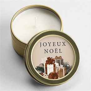 Bougie noël pile de cadeaux