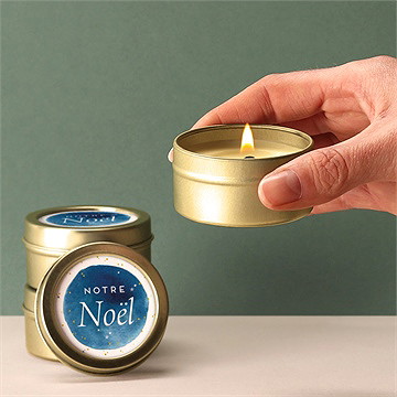 Bougie noël ciel étoilé - Bougie allumée