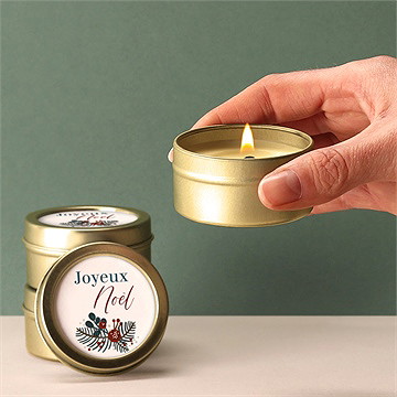 Bougie noël nature en fête - Bougie allumée