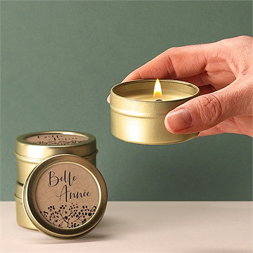 Bougie noël kraft festif - Bougie allumée