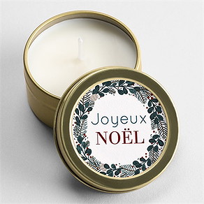 Bougie noël couronne joyeux noël