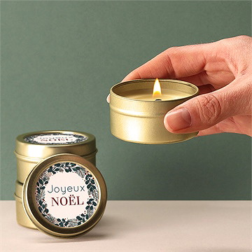 Bougie noël couronne joyeux noël - Bougie allumée