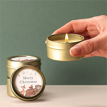 Bougie noël petits animaux d'hiver - Bougie allumée