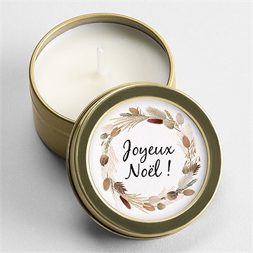 Bougie noël brins de noël