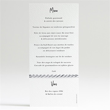 Menu mariage belle idylle - Dos du menu