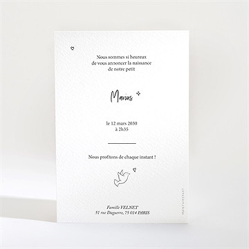 Faire-part naissance dans la lune - Dos du faire-part