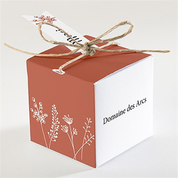 Boîte de dragées mariage fleurs d'automne - Dos de la boîte