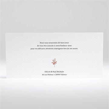Remerciement mariage fleurs d'automne - Dos de la carte