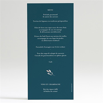 Menu mariage tourbillon sentimental - Dos du menu