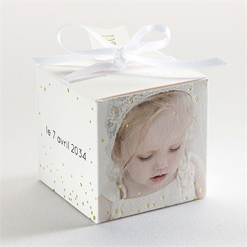 Boîte de dragées baptême petite chouchou - Dos de la boîte